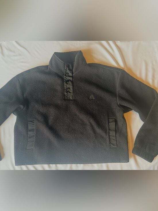 adidas Tops - Adidas Cropped Sherpa Fleece Pullover Black Snap Mock Neck — Women's Size Large